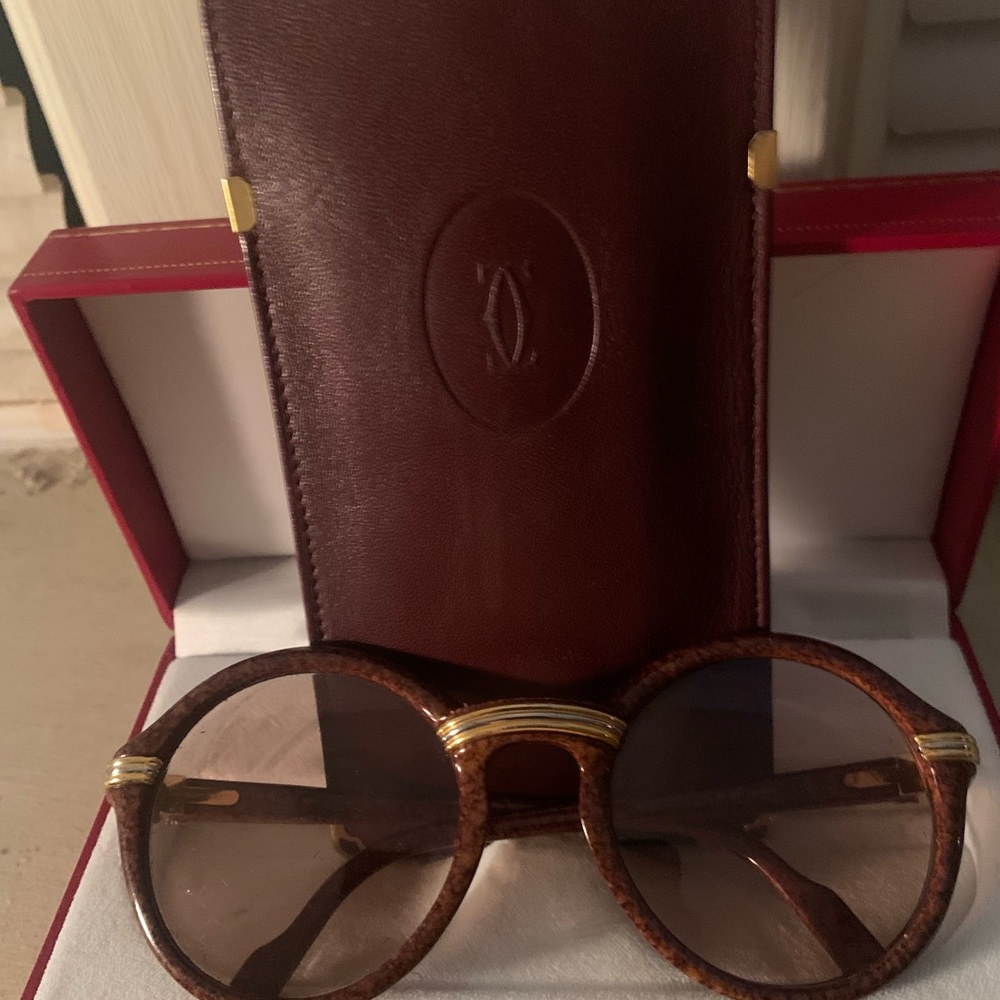 Vintage Cartier Cabriolet Authentic Brown Sunglasses with Gold accents